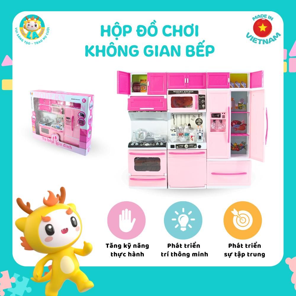 LAToys - Hộp đồ chơi tủ bếp có kệ bếp, lò vi sóng, tủ lạnh - Đồ chơi nhựa nguyên sinh an toàn cho bé  tặng 1 xe lắp ráp và 1 trứng lắp ghép 
