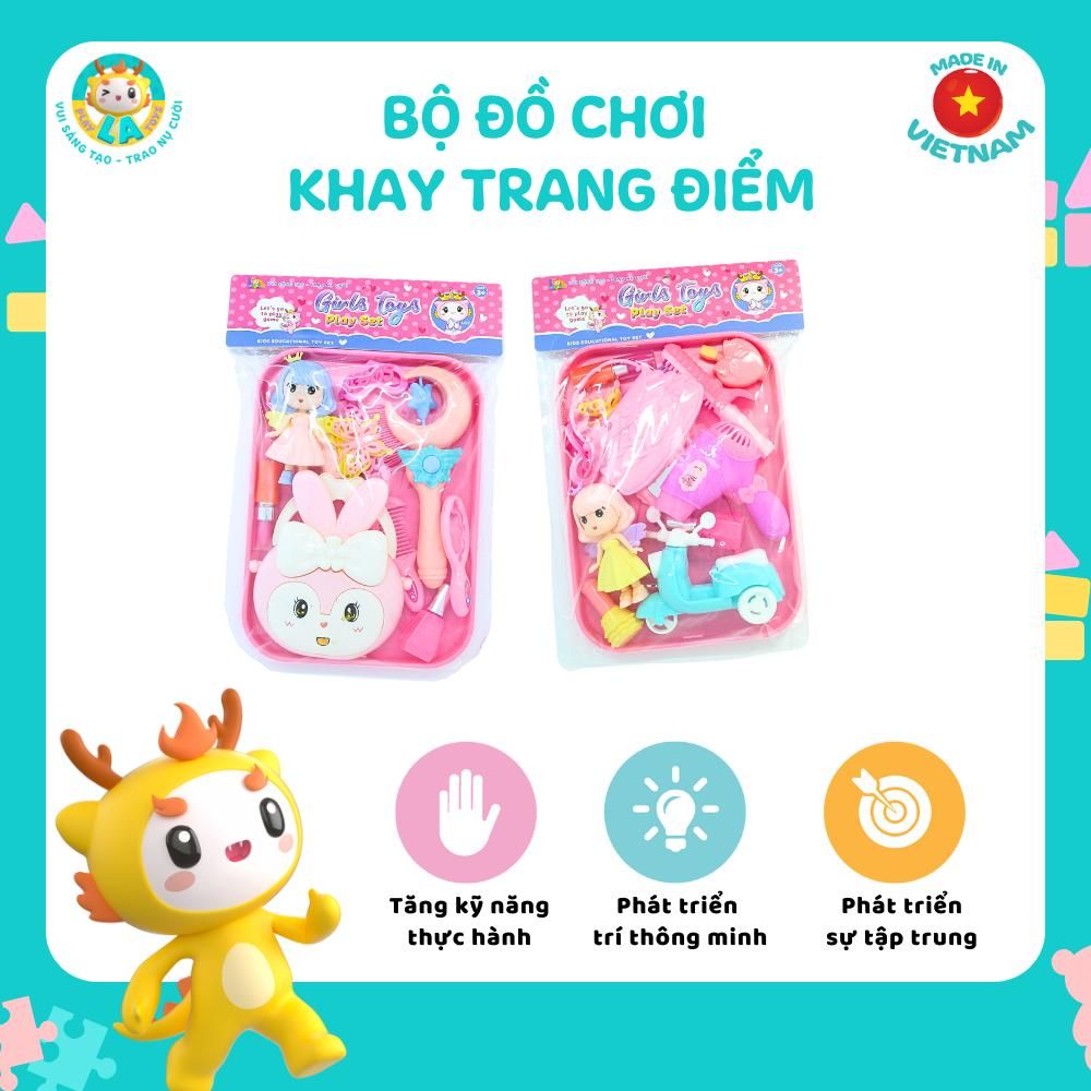  LAToys - Túi khay đồ trang điểm có xe máy, máy sấy, búp bê - Đồ chơi nhựa nguyên sinh an toàn 
