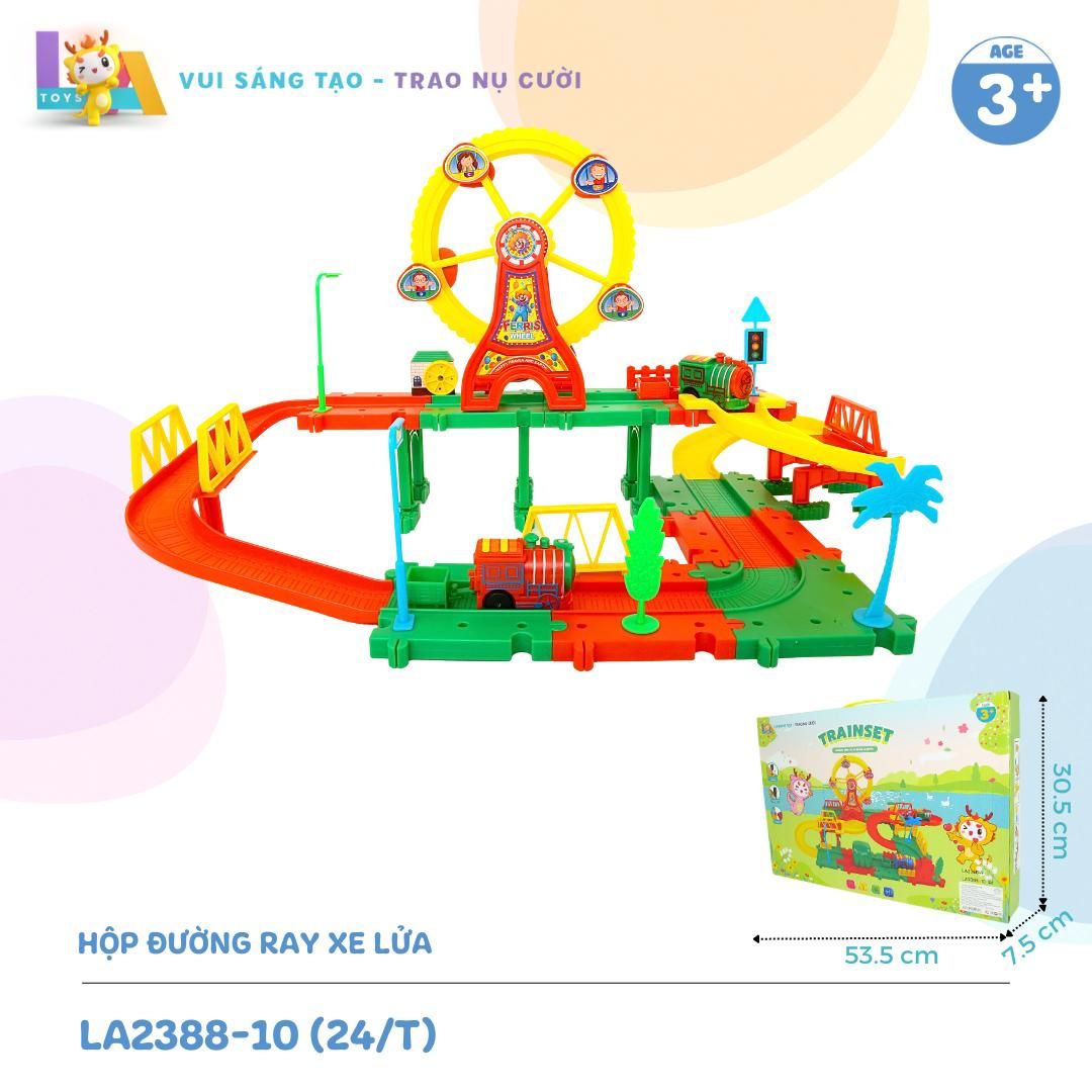  LAToys - Hộp đồ chơi đường ray xe lửa - Đồ chơi nhựa nguyên sinh an toàn tặng 1 xe lắp ráp và 1 trứng lắp ghép 