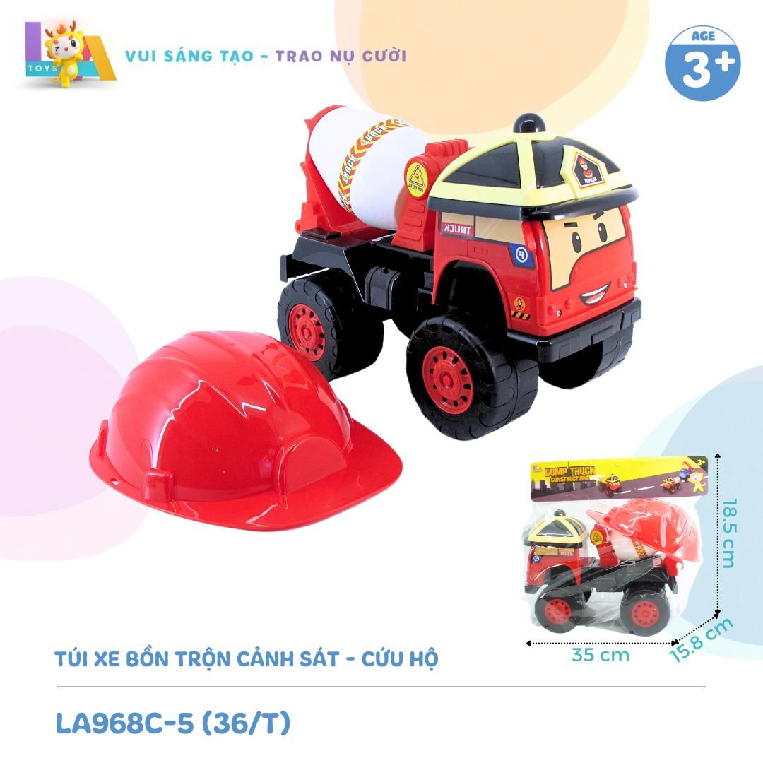  Bộ đồ chơi xe ben cảnh sát kèm mũ công trình và tua vít chất liệu nhựa nguyên sinh an toàn, giúp trẻ phát triển sự tư duy, tinh thần sáng tạo LAToys 
