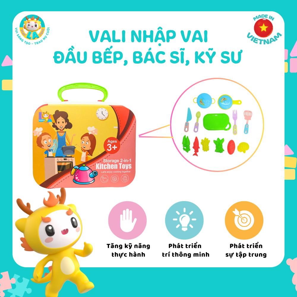  Vali đồ chơi nhập vai Bác Sĩ, Đầu Bếp, Kỹ Sư chất liệu nhựa nguyên sinh an toàn, giúp trẻ phát triển sự tư duy, tinh thần sáng tạo LAToys 