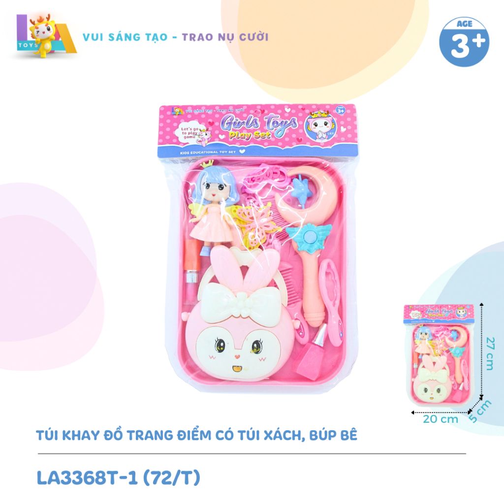  Hộp đồ chơi khay đồ trang điểm có túi xách, búp bê LA3368T-1 