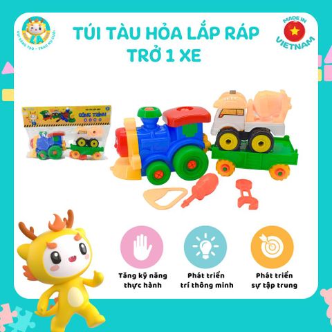  LAToys - Set 2 đồ chơi hộp xe chở xe tự lắp ráp - Đồ chơi nhựa nguyên sinh an toàn cho bé 