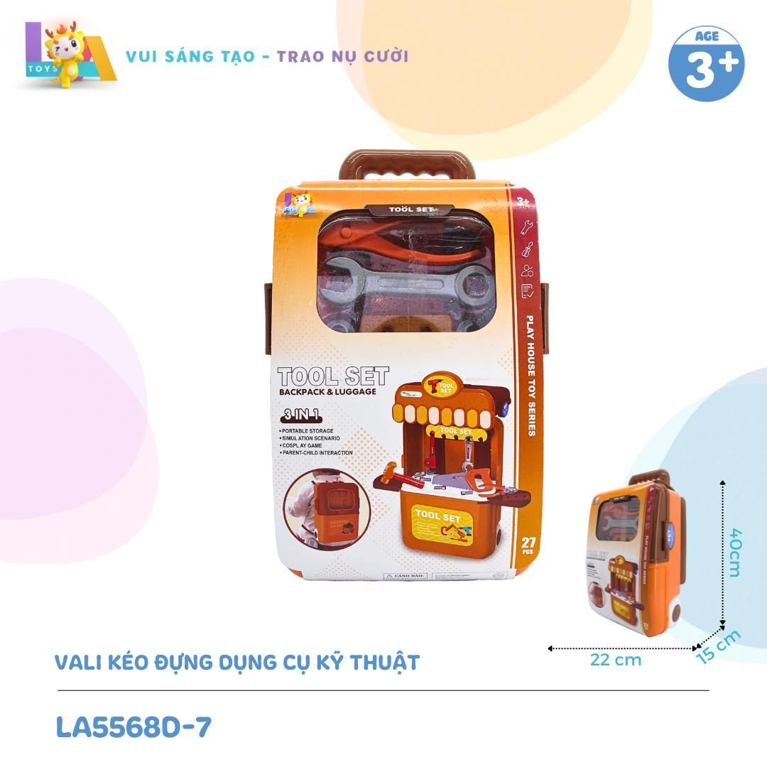  LAToys - Vali kéo đựng đồ chơi đáng yêu cho bé - Đồ chơi nhựa nguyên sinh an toàn lành tính tặng 1 xe lắp ráp và 1 trứng lắp ghép 