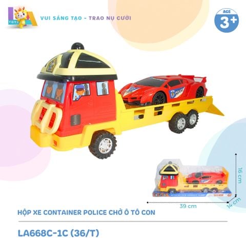  Hộp đồ chơi xe container Police chở ô tô con LA668-1C 