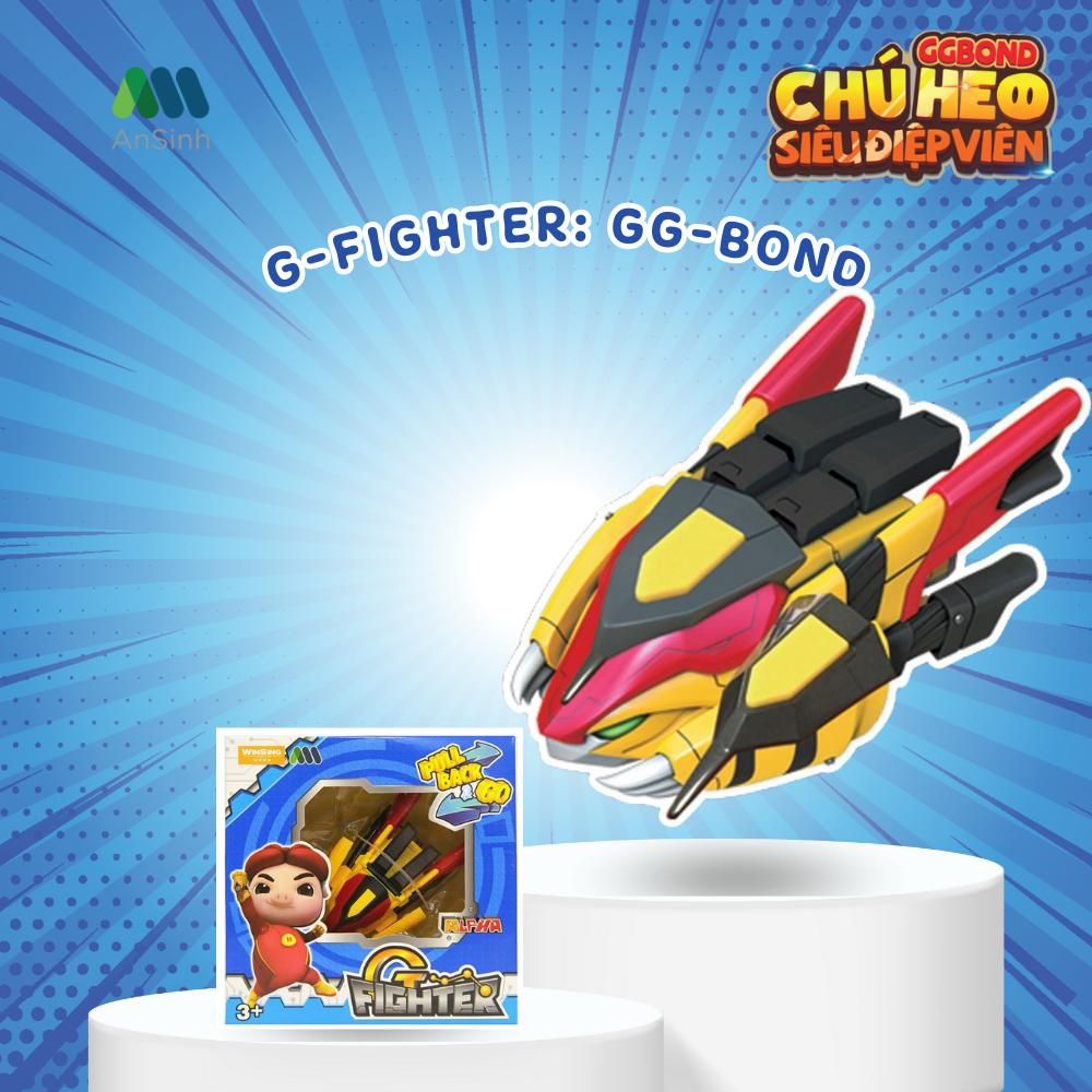  Mô hình đồ chơi xe có dây cót G-Fighter nhân vật GGBond- chú heo siêu điệp viên 