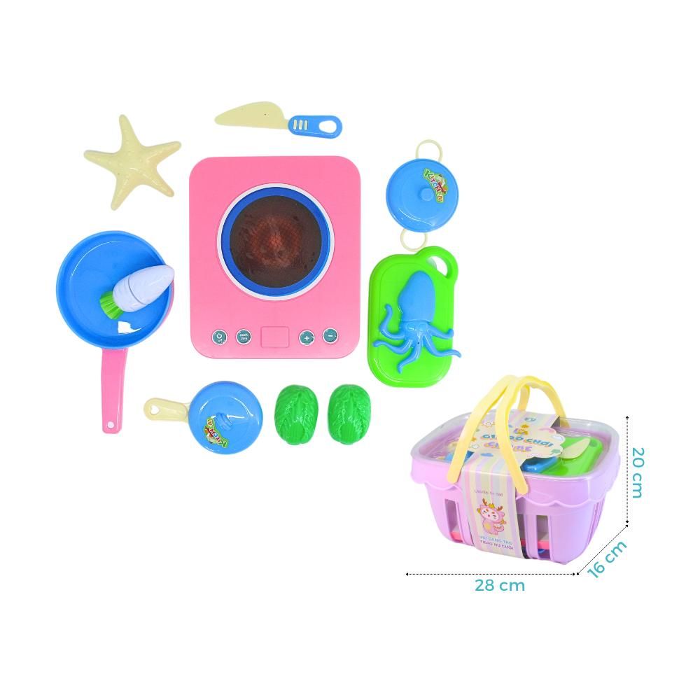  LAToys - Giỏ và chảo đồ chơi trái cây - Đồ chơi nhựa nguyên sinh an toàn cho bé  tặng 1 xe lắp ráp 