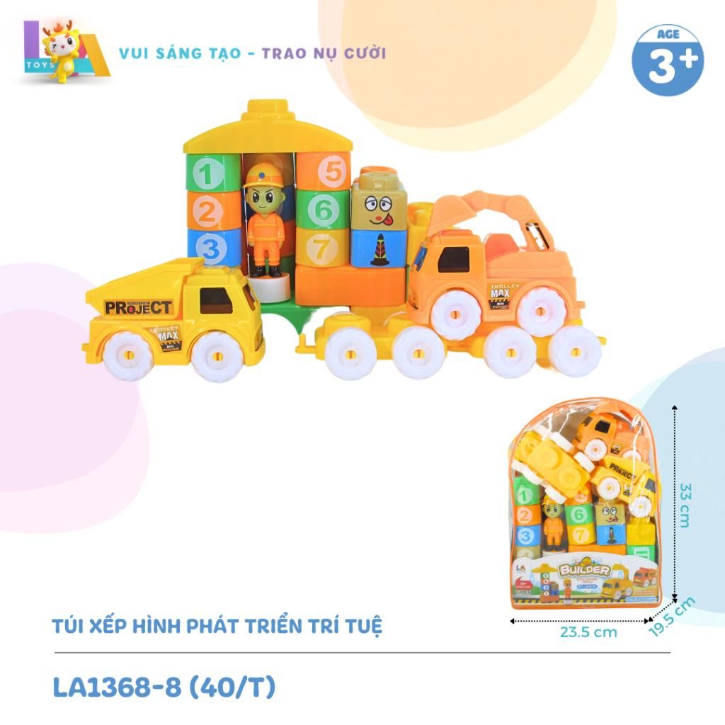  LAToys - Đồ chơi xếp hình phát triển trí não - Đồ chơi nhựa nguyên sinh an toàn lành tính cho bé  tặng 1 xe lắp ráp và 1 trứng lắp ghép 