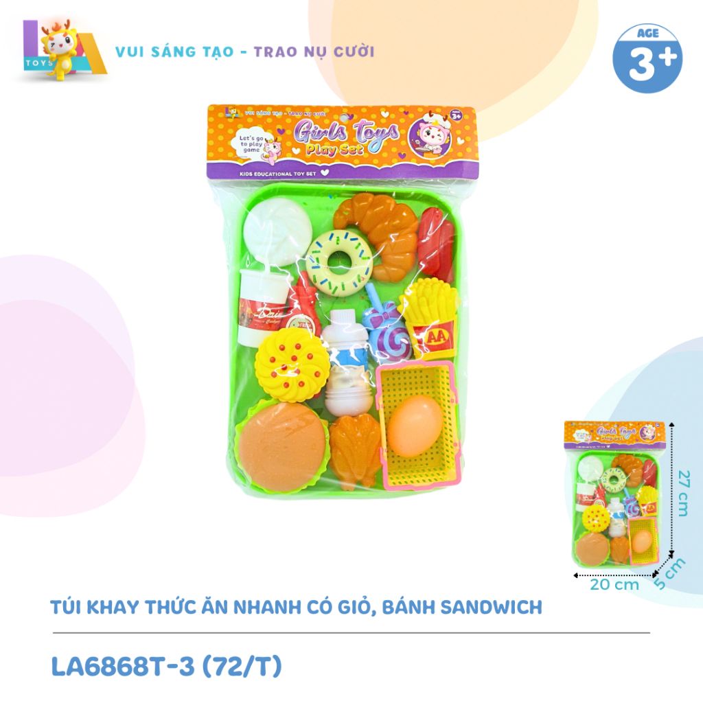  Túi khay thức ăn nhanh có giỏ, bánh sandwich LA6868T-3 