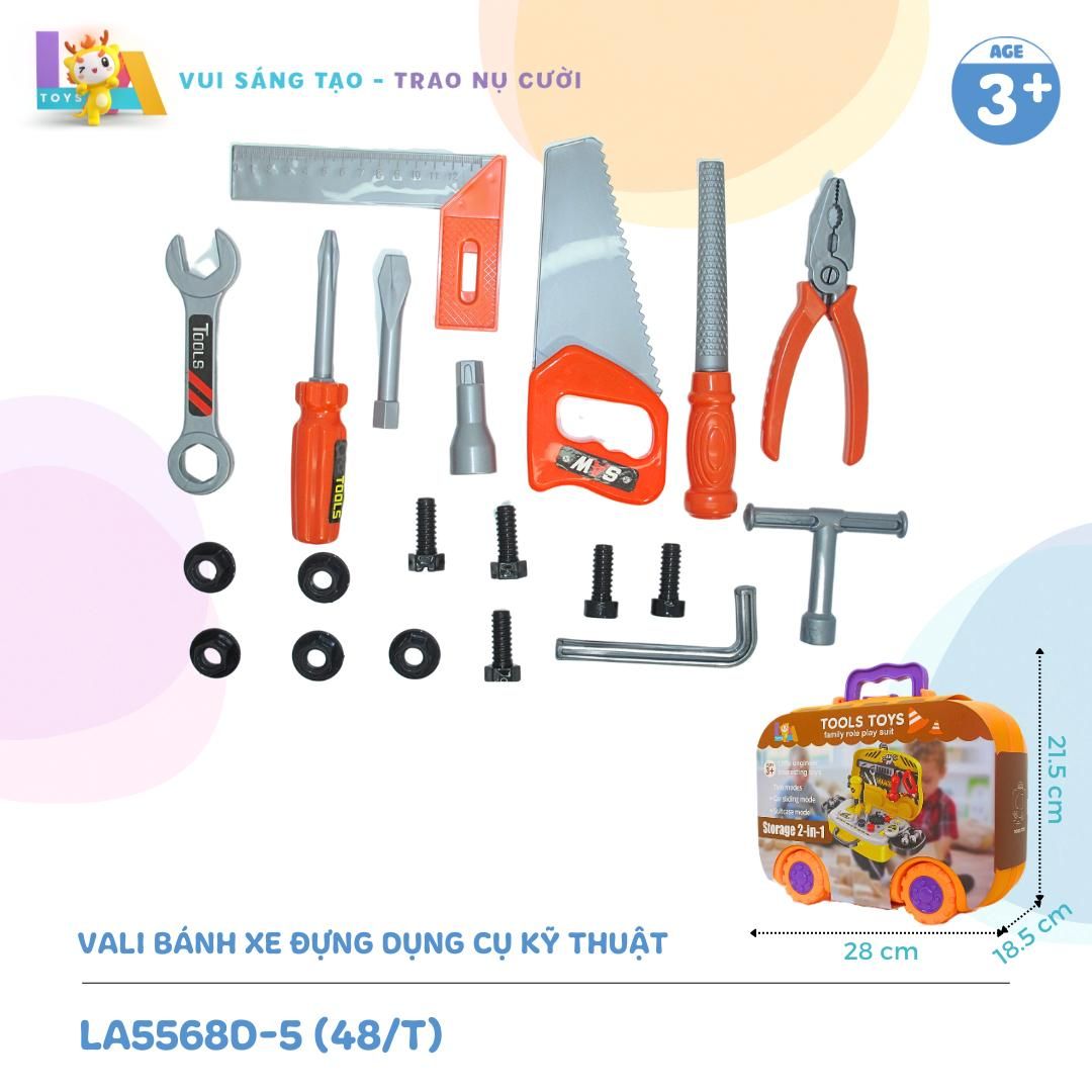  Vali bánh xe lớn đồ dụng cụ Nhà Bếp, Bác Sĩ, Kỹ Sư chất liệu nhựa nguyên sinh an toàn, giúp trẻ phát triển sự tư duy, tinh thần sáng tạo LAToys tặng 1 xe lắp ráp 