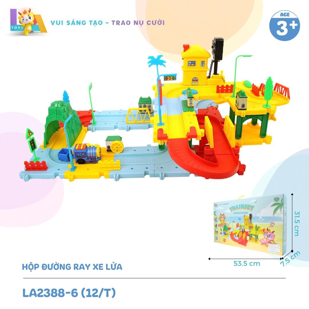  LAToys - Hộp đồ chơi đường ray xe lửa - Đồ chơi nhựa nguyên sinh an toàn tặng 1 xe lắp ráp và 1 trứng lắp ghép 