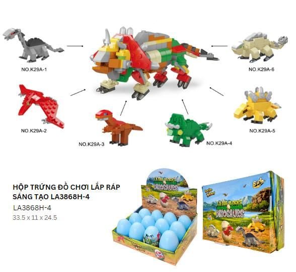  LAToys - Hộp trứng đồ chơi lắp ráp sáng tạo - Đồ chơi nhựa nguyên sinh an toàn cho bé  tặng 1 xe lắp ráp 