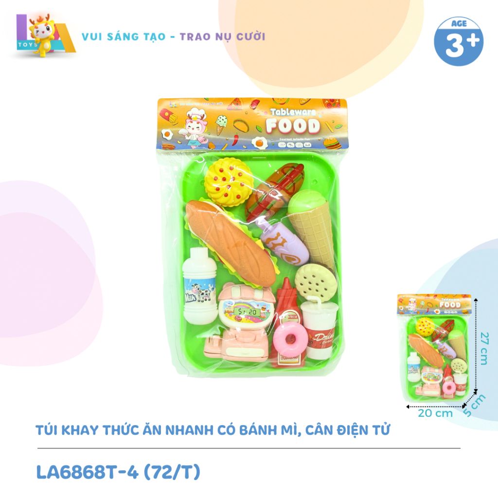  Túi đồ chơi khay thức ăn nhanh có bánh mì, cân điện tử LA6868T-4 