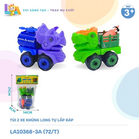  Set đồ chơi Túi 2 xe khủng long tự lắp ráp LA10368-3A 