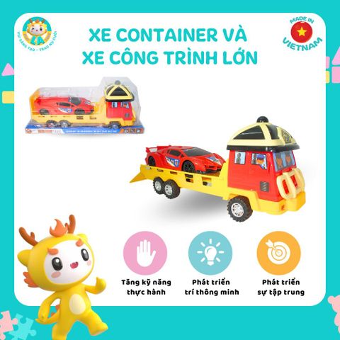  Bộ đồ chơi xe container, xe công trình chất liệu nhựa nguyên sinh an toàn, giúp trẻ phát triển sự tư duy, tinh thần sáng tạo LAToys 