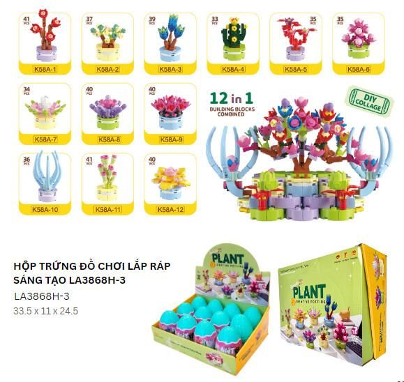 LAToys - Hộp trứng đồ chơi lắp ráp sáng tạo - Đồ chơi nhựa nguyên sinh an toàn cho bé  tặng 1 xe lắp ráp 