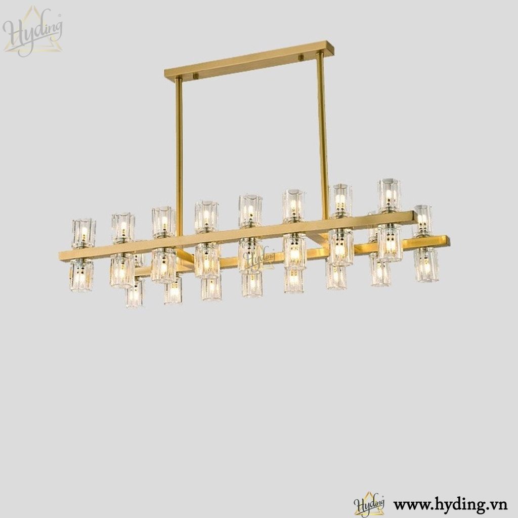 Đèn chùm thả chao thuỷ tinh Chữ nhật