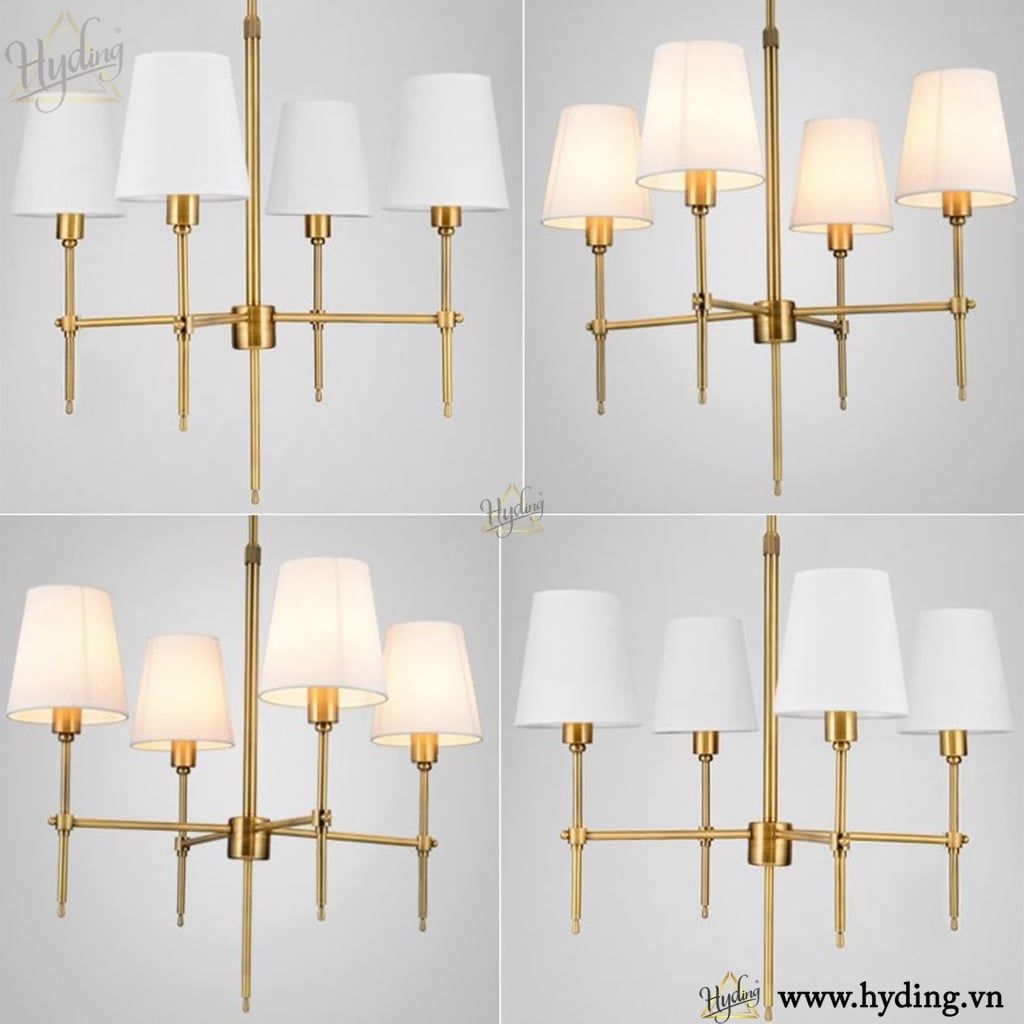 Đèn chùm thả Neo classic chao vải 004