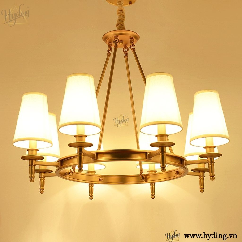 Đèn chùm thả Neo classic chao vải 005