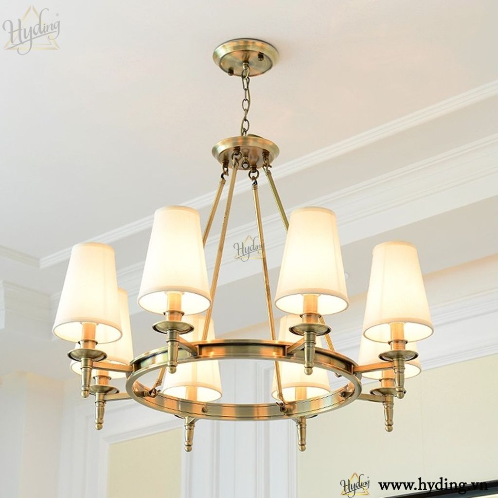 Đèn chùm thả Neo classic chao vải 005