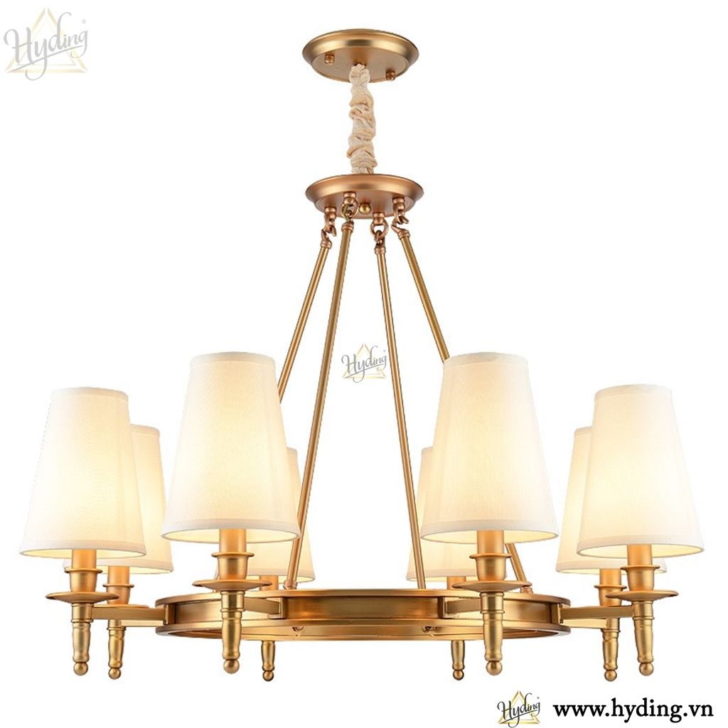 Đèn chùm thả Neo classic chao vải 005
