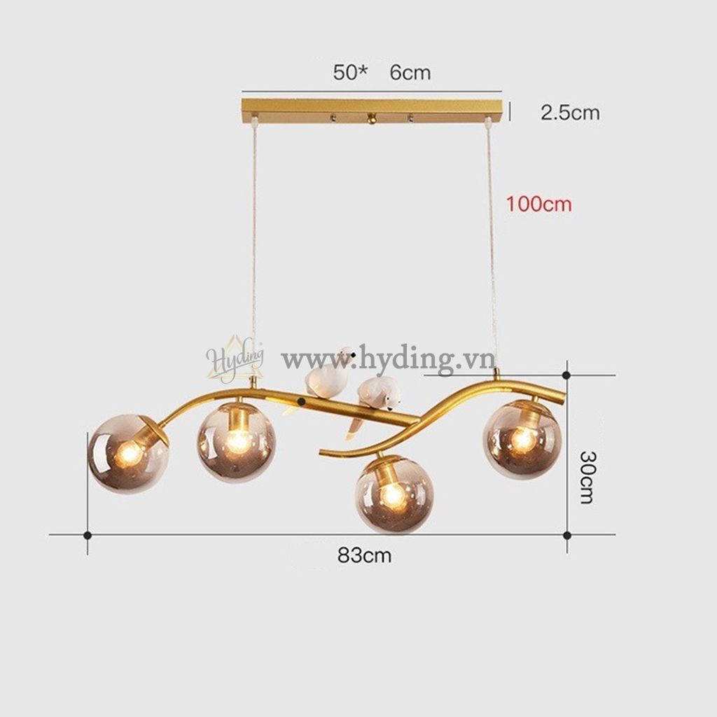 Đèn chùm thả bàn ăn hình chim 4 bóng