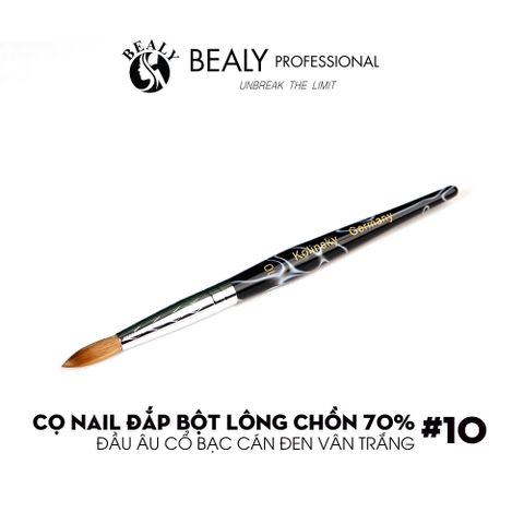  CỌ NAIL ĐẮP BỘT LÔNG CHỒN 70% ĐẦU ÂU CỔ BẠC CÁN ĐEN VÂN TRẮNG 