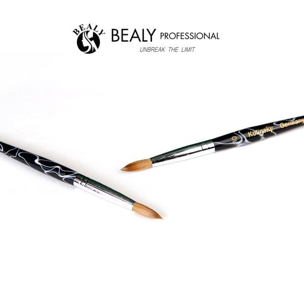  CỌ NAIL ĐẮP BỘT LÔNG CHỒN 70% ĐẦU ÂU CỔ BẠC CÁN ĐEN VÂN TRẮNG 