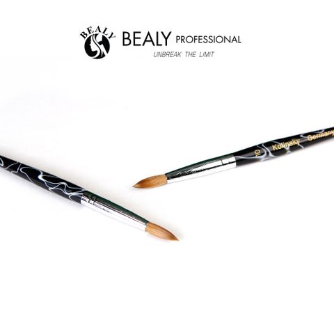  CỌ NAIL ĐẮP BỘT LÔNG CHỒN 70% ĐẦU ÂU CỔ BẠC CÁN ĐEN VÂN TRẮNG 