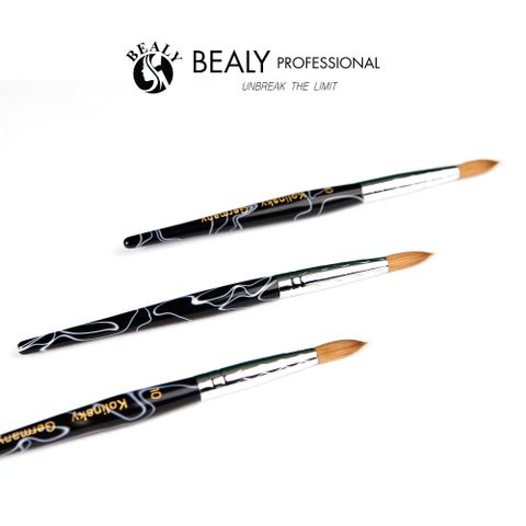  CỌ NAIL ĐẮP BỘT LÔNG CHỒN 70% ĐẦU ÂU CỔ BẠC CÁN ĐEN VÂN TRẮNG 