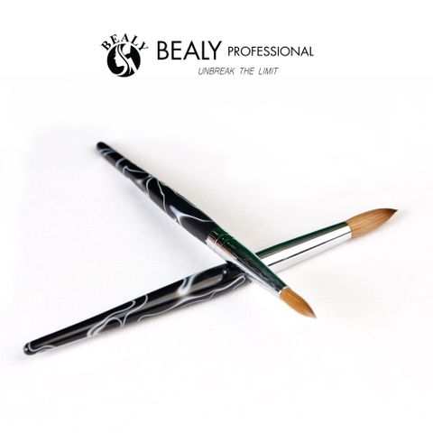  CỌ NAIL ĐẮP BỘT LÔNG CHỒN 70% ĐẦU ÂU CỔ BẠC CÁN ĐEN VÂN TRẮNG 