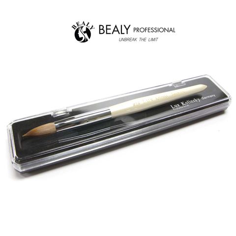  CỌ NAIL ĐẮP BỘT 70% LÔNG CHỒN  CỔ BẠC CÁN TRẮNG VÀNG KOLINSKY - HỘP LUX PROFESSIONAL 