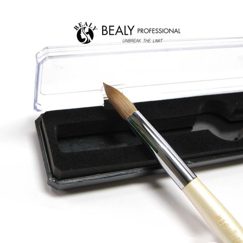  CỌ NAIL ĐẮP BỘT 70% LÔNG CHỒN  CỔ BẠC CÁN TRẮNG VÀNG KOLINSKY - HỘP LUX PROFESSIONAL 