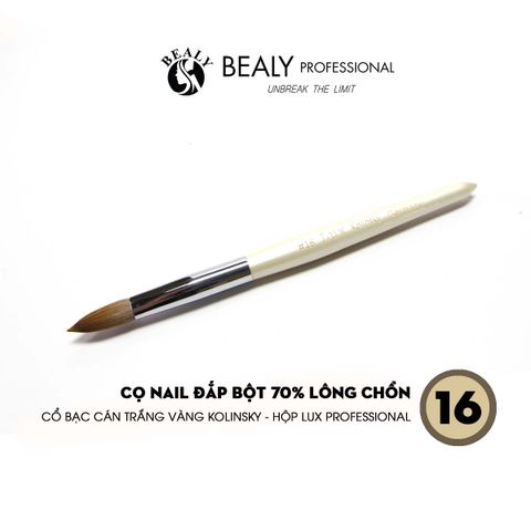  CỌ NAIL ĐẮP BỘT 70% LÔNG CHỒN  CỔ BẠC CÁN TRẮNG VÀNG KOLINSKY - HỘP LUX PROFESSIONAL 