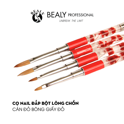  CỌ NAIL ĐẮP BỘT LÔNG CHỒN CÁN ĐỎ BÔNG GIẤY ĐỎ 