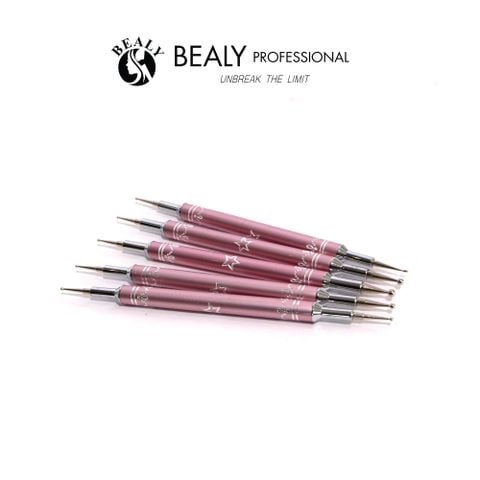  SET BÚT 5C CHẤM BI 2 ĐẦU THÂN HỒNG KHẮC NGÔI SAO 