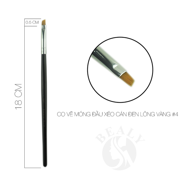 CỌ SƠN MÓNG ĐẦU XÉO CÁN ĐEN LÔNG VÀNG BEALY #4