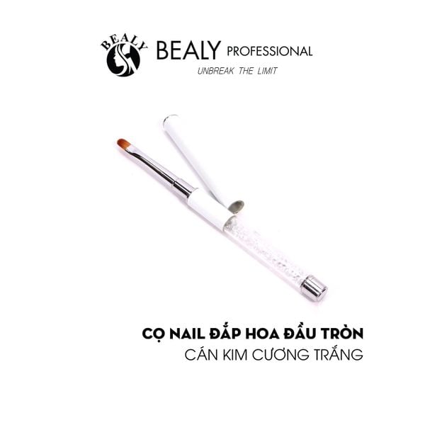  CỌ NAIL ĐẮP HOA ĐẦU TRÒN CÁN VÀNG, KIM CƯƠNG TRẮNG 