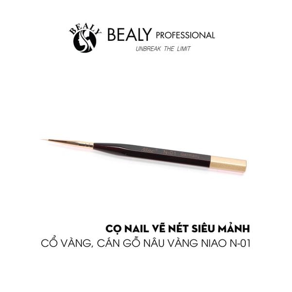  CỌ NAIL VẼ NÉT SIÊU MẢNH CỔ VÀNG, CÁN GỖ NÂU VÀNG NIAO N-01 