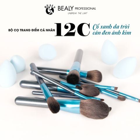  BỘ CỌ TRANG ĐIỂM CÁ NHÂN 12C_CỔ XANH DA TRỜI CÁN ĐEN ÁNH KIM 