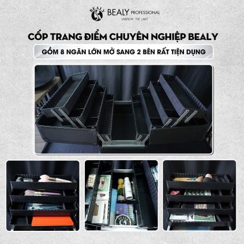  CỐP TRANG ĐIỂM CHUYÊN NGHIỆP BEALY VALI KÉO VỎ NHỰA ĐEN 