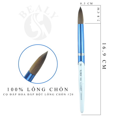  CỌ MÓNG ĐẮP BỘT HOA LÔNG CHỒN BEALY CÁN XANH TRẮNG 