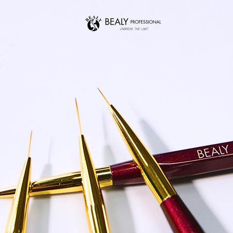 CỌ NAIL VẼ NÉT SIÊU MẢNH CỔ VÀNG, CÁN GỖ NÂU VÀNG BEALY 