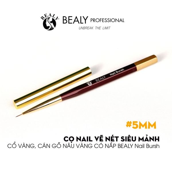  CỌ NAIL VẼ NÉT SIÊU MẢNH CỔ VÀNG, CÁN GỖ NÂU VÀNG CÓ NẮP BEALY 
