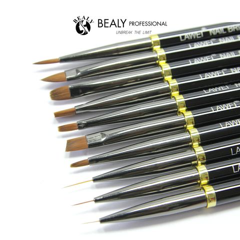  SET CỌ NAIL 10C VẼ NÉT SIÊU MẢNH CÁN ĐEN ĐUÔI CÁ VIỀN VÀNG LAWEI KÈM ỐNG 