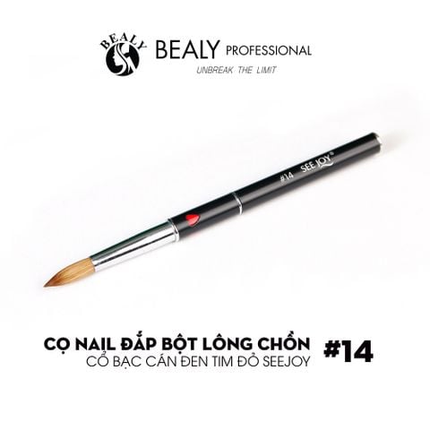  CỌ NAIL ĐẮP BỘT LÔNG CHỒN CỔ BẠC CÁN ĐEN TIM ĐỎ SEEJOY 