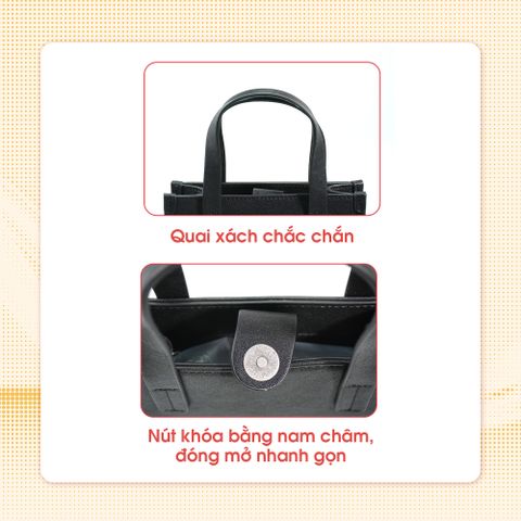  TÚI XÁCH TOTE DA PU ĐEN TỐI GIẢN – PHONG CÁCH THANH LỊCH 