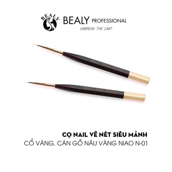  CỌ NAIL VẼ NÉT SIÊU MẢNH CỔ VÀNG, CÁN GỖ NÂU VÀNG NIAO N-01 
