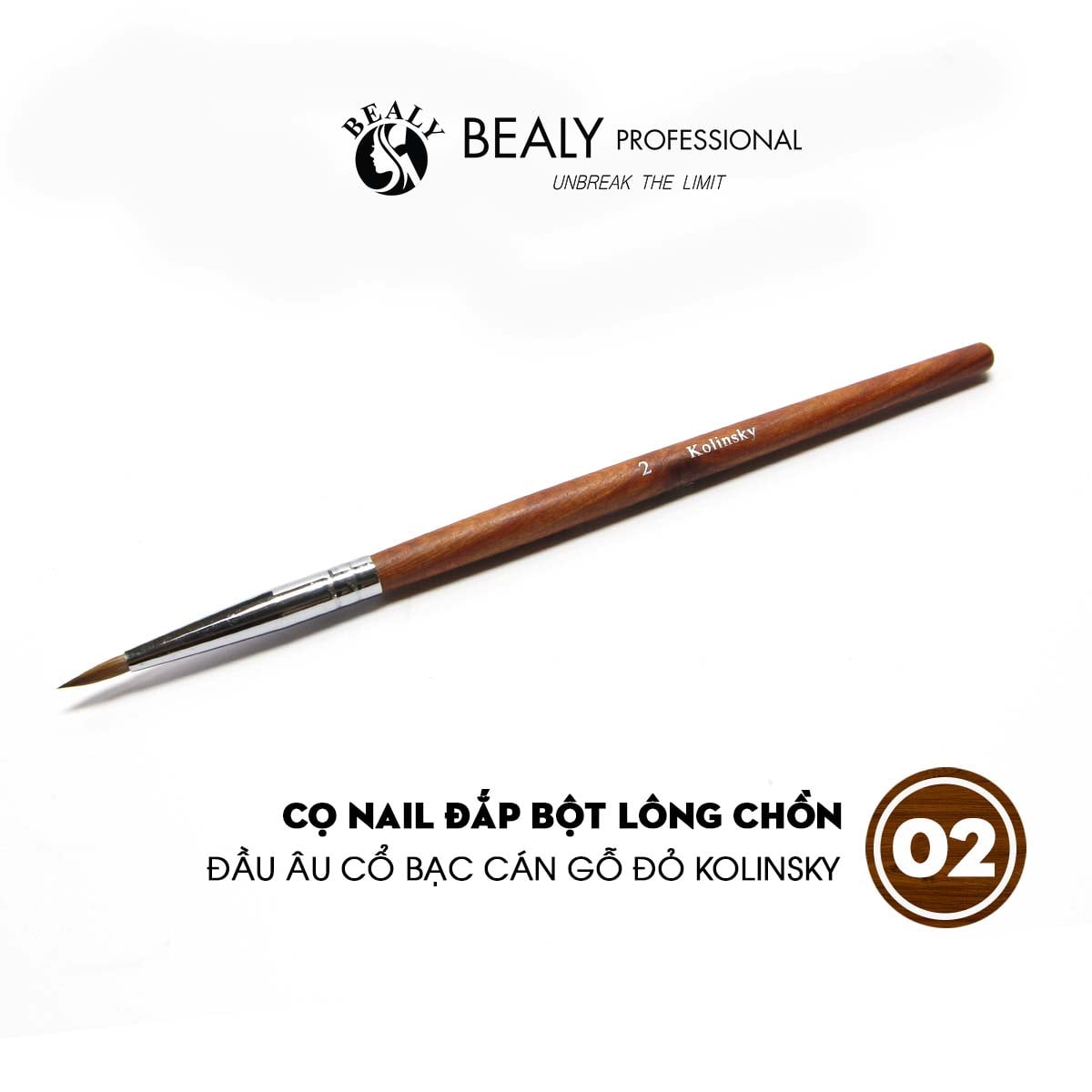 CỌ NAIL ĐẮP BỘT LÔNG CHỒN ĐẦU ÂU CỔ BẠC CÁN GỖ ĐỎ KOLINSKY