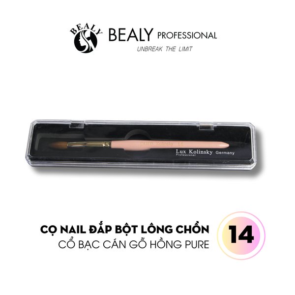  CỌ NAIL ĐẮP BỘT LÔNG CHỒN CỔ BẠC CÁN GỖ HỒNG PURE #14 